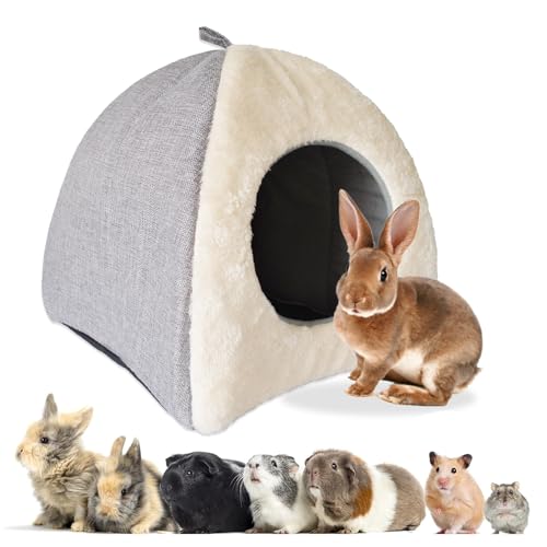 kathson Kaninchenbett, warmes Versteck für Kaninchen, Höhle, Bett, Haus, gemütliches Meerschweinchenversteck mit faltbarem Winterschlafnest für Kleintiere, Katzen, Hamster, Chinchillas, Frettchen von kathson