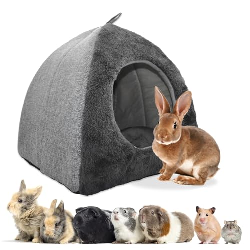 kathson Kaninchenbett, warmes Versteck für Kaninchen, Höhle, Haus, gemütliches Meerschweinchenversteck mit faltbarem Winterschlafnest für Kleintiere, Katzen, Hamster, Chinchillas, Frettchen von kathson