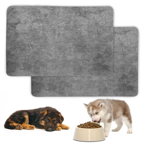 kathson Saugfähige Hundefuttermatte, keine Flecken, schnell trocknend, für Katzenfutter, Haustierbedarf, rutschfeste Platzsets, geeignet für Hunde, Katzen und andere Tierfutter- und Wassernäpfe (groß, von kathson