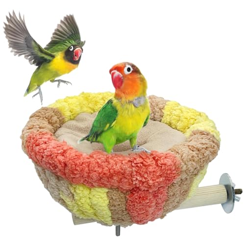 kathson Vogelnest, Vogelnest für Käfig, Winter, warmes Sittichnest, Vogelzuchtnest, Bett für Papageien, Wellensittiche, Lovebirds, Kanarienvögel, Finken und andere kleine Vögel (Orangischgelb) von kathson