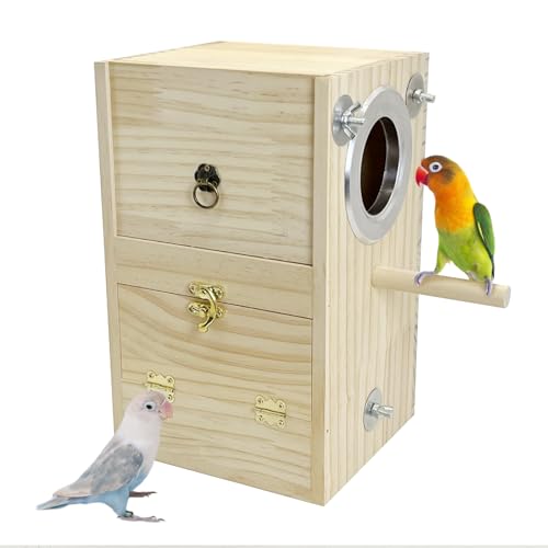 kathson Vogelnistkasten Holz Sittich Nistkasten Papageien Zucht Paarungshaus Holz Vogelvoliere Wellensittich Käfig Zubehör für Nymphensittiche Finken Lovebirds Conure von kathson