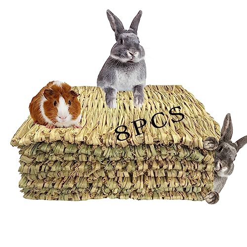 kathson Woven Rabbits Mat Bunny Chew Toy Bed Natural Handcrafted Woven Sleeping Hay Cushion Nest for Guinea Pig Chinchillas Dogs Hamsters Birds Else Small Animal Bedding(8 PCS) von kathson