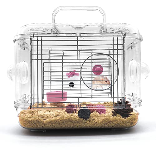 Kathson Transportkäfig für Kleintiere für Hamster, Rennmäuse, Mäuse, transparent, tragbar, praktisch von kathson