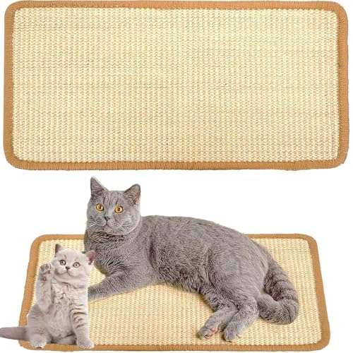 katmerio Kratzmatte Katze Sisal Teppich 50x25 cm, Sisal Teppich Katzen Kratzteppich Katzenkratzmatte Kratzbrett Wand, verschleißfest Katzenkratzbretter Kratzmatte für Schützt Teppiche und Sofas von katmerio