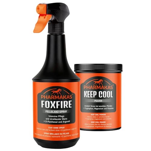 kavalio Nervenfit Set - Pharmakas Horse Fitform Keep Cool Pulver Ergänzungsfuttermittel & Fellglanzspray Foxfire von kavalio