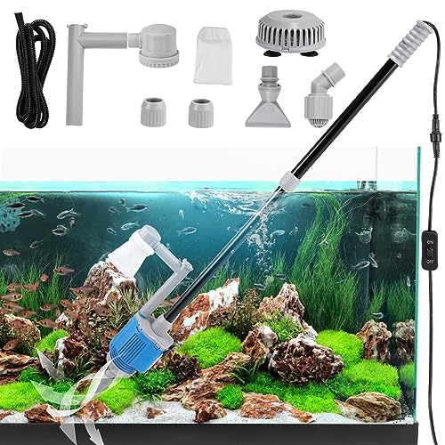 kieyeeno Kiesreinigung für Aquarien, 6-in-1-Set, elektrischer Staubsauger für Aquarien, Wasserwechsler, Sandreiniger für Aquarien, Reinigung von Algen/Kies von kieyeeno