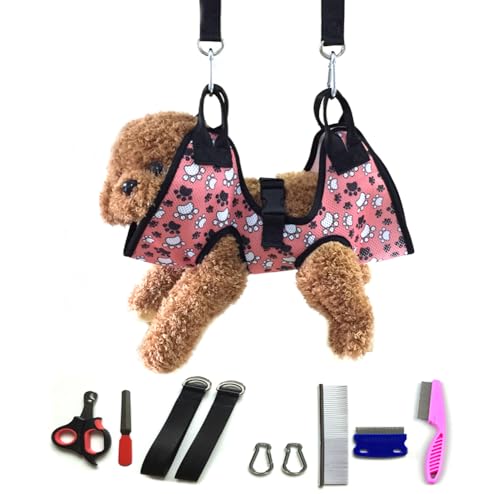 kinla Pet Cat Dog Grooming Hammock Harness, Cat Grooming Tools with Cat Nail Clippers,Nail File and Cat Floa Combs. Dog Grooming Sling for Putting on Cat Paw Caps and Nail Trimming (L) von kinla