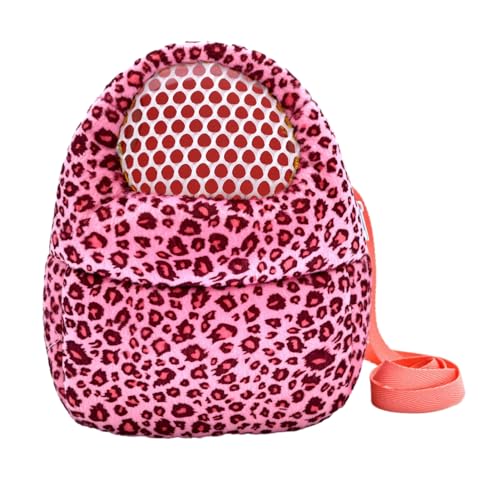 kiskick Exquisite Verarbeitung, strapazierfähige Hamstertasche, Leopardenmuster, modisch, für kleine Haustiere, atmungsaktive Löcher, sicheres Design, trendiges Rosa, Größe L von kiskick