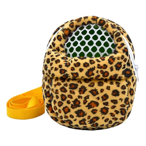 kiskick Exquisite Verarbeitung Pet Carrier Durable Hamster Bag Leopard Print with Fashionable for Small Pets Breathable Holes Safe Design Trendy Yellow M von kiskick