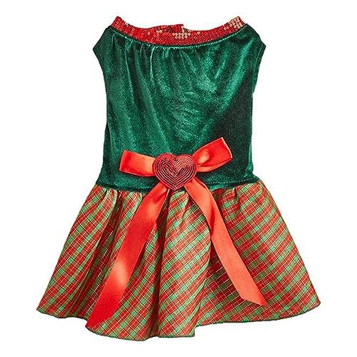 kiskick Festliches Haustier Outfit Weihnachten Haustier Kleid Waschbar Bequeme Schleife Dekoration Ärmelloses Kleid für Hunde Katzen Festliches Haustier Outfit Ärmelloses Haustierkleid Grün XS von kiskick