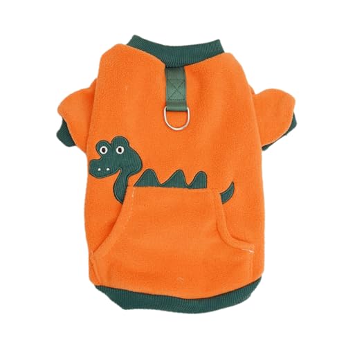 kiskick Haustier Kleidung Trendy Winter Cartoon Katze Hund 2-Beinige Niedlich Dinosaurier Muster mit Traktionsring Modische Weihnachtspullover für Kleine Orange 2XL von kiskick