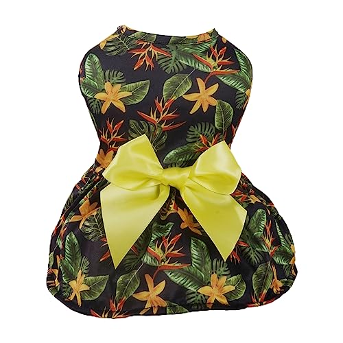 kiskick Haustierkleid, Frühling, Sommer, atmungsaktive Kleider, weich, große Schleife, modischer Druck, bequem, Hawaii-Design, Foto-Requisite, Polyester, Prinzessinnen-Stil, Hundekleid, Frühlingsv von kiskick