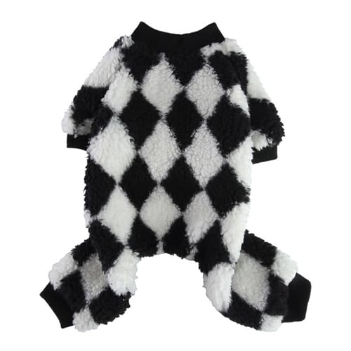 kiskick Helle farbige Haustierkleidung Hund Pyjama Gemütlich Colorblock Plaid für Herbst Winter Trendy Haustier Kleidung Schwarz Weiß L von kiskick