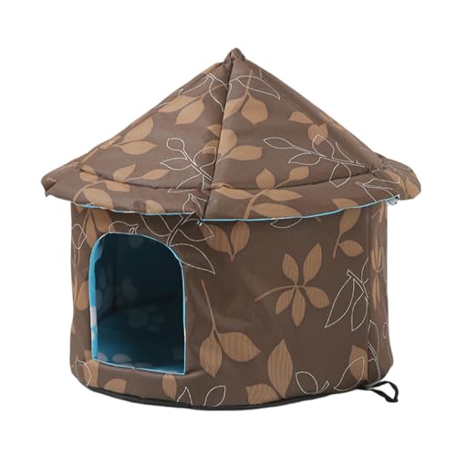 kiskick Katzenhaus Katzennest Weich Bequem Katze Hund Haus Langlebig Bequem Faltbar Warm Haustier Unterschlupf für Outdoor Indoor Outdoor Cat Shelter Braun L von kiskick