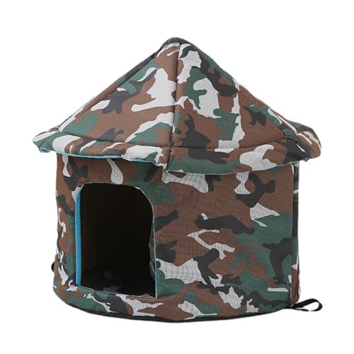 kiskick Katzenhaus Katzennest Weich Bequem Katze Hund Haus Langlebig Bequem Faltbar Warm Haustier Unterschlupf für Outdoor Indoor Verwendung Outdoor Cat Shelter Mehrfarbig L von kiskick