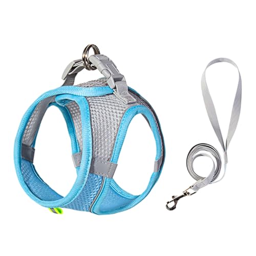 kiskick Körperform passende Haustierweste Sure Here's A Product Title for Harness with Leash Breathable Mesh Reflective Step-in Adjustable Buckle No Pull Blue XS von kiskick