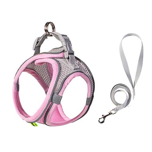 kiskick Körperform passende Haustierweste Sure Here's A Product Title for Harness with Leash Breathable Mesh Reflective Step-in Adjustable Buckle No Pull Pink XS von kiskick