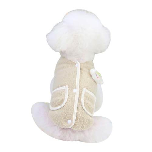 kiskick Nette Haustier Weste Warme Haustier Weste Haustier Weste Knopf Design Modischer Hund Pullover Bequem Warm Coral Fleece Katze Kleidung Haustier Liefert Khaki M von kiskick