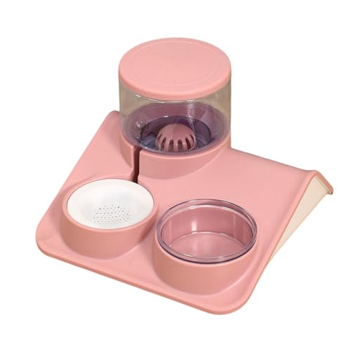 kiskick Pet Food Bowl Feeder 2-in-1 Design Automatische Schwerkraft Wasserspender Bequem Katze Hund Liefert Brunnen Rosa von kiskick