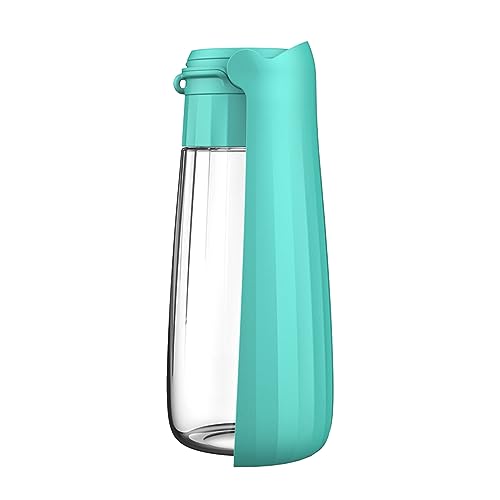 kiskick Transparenter Wasserspender für Haustiere, praktische tragbare Hundeflasche mit faltbarer Schüssel, 550 ml Fassungsvermögen, für Reisen, Outdoor-Aktivitäten, auslaufsicher, Blau von kiskick