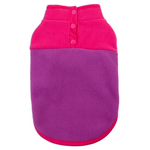 kiskick Trendy Pet Apparel Modische Haustier Kleidung Haustier Kleidung Ärmellose Fleece Knopf Schließen 2-legged Kragen Revers Clashing Farben Rose Rot XL von kiskick