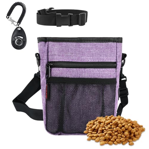 kissleaf Leckerlibeutel für Hundetraining mit Magnetverschluss, Leckerlibeutel für Haustier-Training, große Leckerli-Trainingstasche und Hundeklicker, Trainings-Leckerli-Tasche mit integriertem von kissleaf