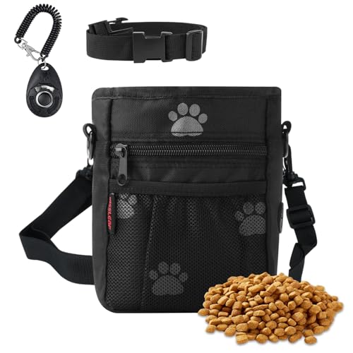 kissleaf Hundeleckerli-Tasche mit Kotbeutelhalter, große Kapazität, Leckerli-Tasche für Hundetraining, wasserdicht, Nylon, Leckerli-Tasche Balck von kissleaf