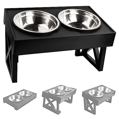 Hundenapf höhenverstellbar mit 3 Höhen, Hunde Futterstation mit 2X 1200ml Edelstahlnäpfen, Hundenapf Erhöht Futternapf, Erhöhter Futternapf Fressnapf für Große/Mittlere/Kleine Hunde von kissral