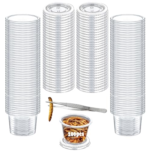 200 Stück kleine Gecko-Futter- und Wasserbecher aus Kunststoff, Reptilien-Futternäpfe, Zubehör für Gecko-Eidechsen, kleine Haustiere, 28 ml von kitjans