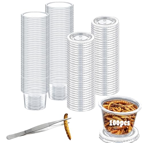 Kleine Gecko-Futter- und Wasserbecher, Kunststoff, Reptilien-Futternäpfe, Zubehör für Gecko, Eidechsen, kleine Haustiere, 28 ml, 100 Stück Kleine Gecko-Futter- und Wasserbecher, Kunststoff, Reptilien-Futternäpfe, Zubehör für Gecko, Eidechsen, kleine Haustiere, 28 ml, 100 Stück von kitjans