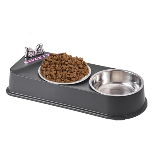 Stainless Steel Dog Bowls with Non Slip Resin Station, Double Pet Bowl Cats and Dogs, Ideal Small Pets and Puppies, Easy to Clean Bowls with Non Slip Design, Perfect Feeding Solution Your Furry Frien von kivrimlarv