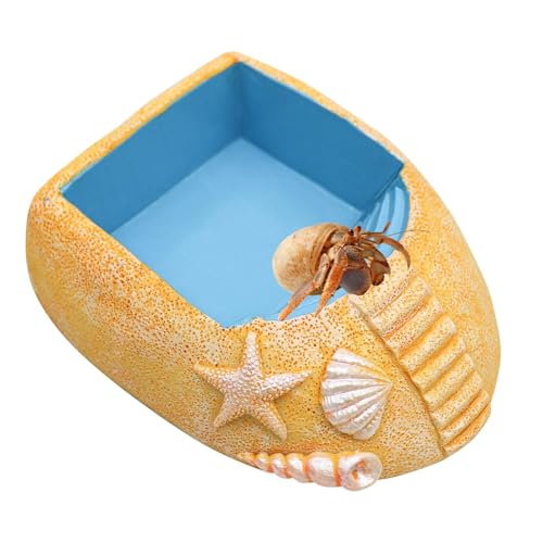 kivrimlarv Hermit Crab Pool, Crab Water Bowl, Reptile Water Dish, Beach Style Bowl with Resin Built Design and Ramp for Hermit Crabs to Bask, Bathe, and hydrates in Their Tank (1 Piece) von kivrimlarv