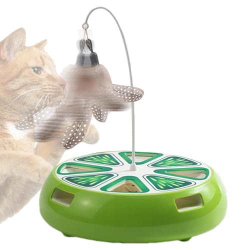 kivrimlarv Interactive Cat Spinner Toy, Automatic Rotating Cat Activity Toy, Cat Exercise Turntable, Intelligent Smart Pet Toy 9.45x7.87x7.87 for Living Room, Home (Orange, Yellow, Green) von kivrimlarv