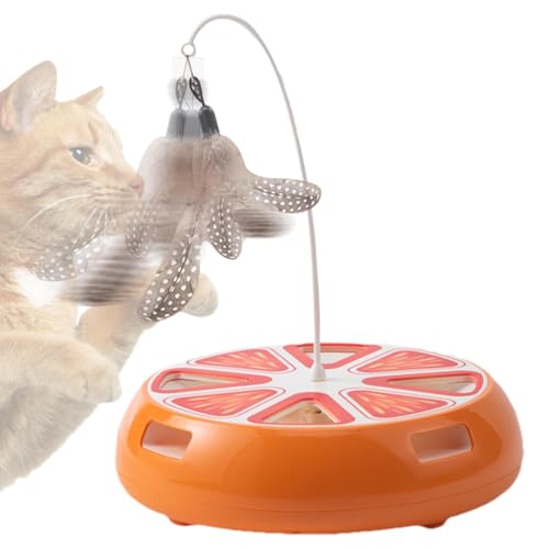 kivrimlarv Interactive Cat Spinner Toy, Automatic Rotating Cat Activity Toy, Cat Exercise Turntable, Intelligent Smart Pet Toy 9.45x7.87x7.87 for Living Room, Home (Orange, Yellow, Green) von kivrimlarv