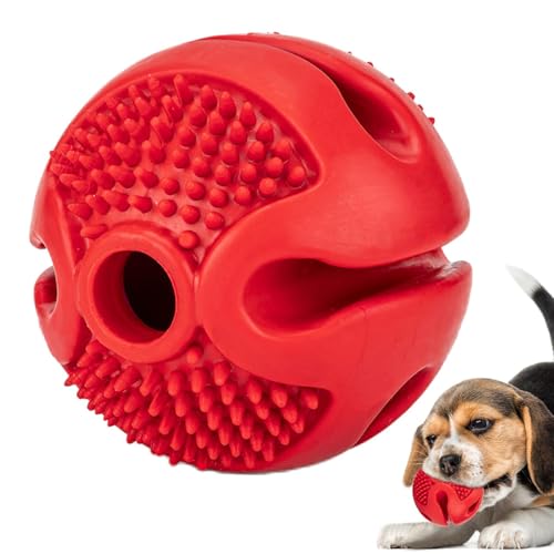 kivrimlarv Interactive Slow Feeder Dog Ball, Rubber Food Ball for Dogs, Playful Rolling Treat Ball for Dogs, Sturdy Treat Dispensing Dog Toy 2.56x2.56x2.56 for Tooth Cleaning, Chewing, Playing von kivrimlarv