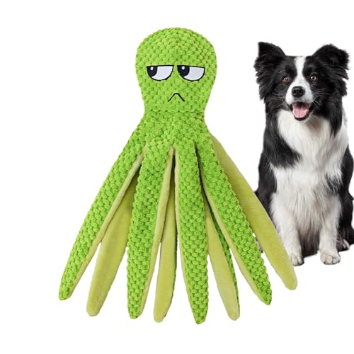 Kauspielzeug für Hunde | Welpenspielzeug zum Zahnen | Quietschspielzeug | Lebendiges und niedliches Oktopus-Hundespielzeug mit verschiedenen Soundeffekten von kivrimlarv