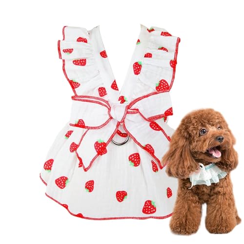 Kleid für kleine Hunde, Welpen, Katzenkleider, Erdbeer-Druck, Partykleid, niedliches Hundekleid, Katzenkleid, Welpenkleid, Frühlingssommer-Hunde-Outfits von kivrimlarv