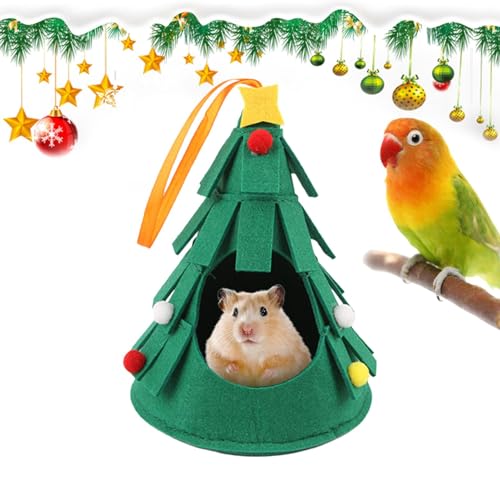 kivrimlarv Weihnachtsbett Für Hamster, Gemütliches Kleintier-Weihnachtsbett, Urlaubsversteck Für Meerschweinchen, Hamsterbett Mit Weihnachtsthema Für Kleine Tiere Wie Hamster Und Vögel (1 Stück) von kivrimlarv