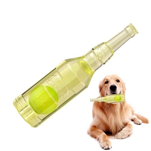 komsoup Flaschenkauspielzeug, Wasserflasche Hundespielzeug - Schwimmendes Kauenquietschen Spielzeug,Haustierbedarf, Zahnen Tennisflasche mit Tennisball im Inneren für kleine mittelgroße Hunde von komsoup