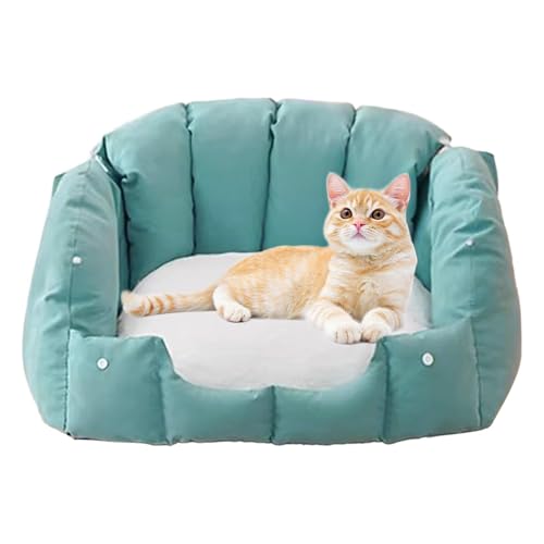 komsoup Katzencouchbett, Faltbare Katzenbetten,13X17X20Zoll Faltbare Katzenhöhle, geschlossene saisonale Katzenbetten - Abnehmbares, rutschfestes Haustierzubehör, waschbar, bequemes Katzensofa für von komsoup