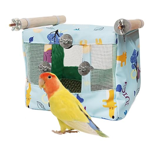 komsoup Papageienkäfignest, Vogelhängemattezelt - Atmungsaktives Vogelnest Kuschelhütte mit Cooler Matte,Haustierzelt für Sittich Cockatiels Lovebird Cockatoo Finch Hamster Chinchilla von komsoup