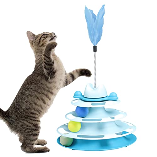 Rollbahn für Katzen, Katzen-Plattenspieler, Spielzeug mit bunten Katzenminze-Blitzbällen – interaktives Katzenspielzeug, geeignet für Kätzchen, gesunde körperliche Übung, Kot-au von kot-au