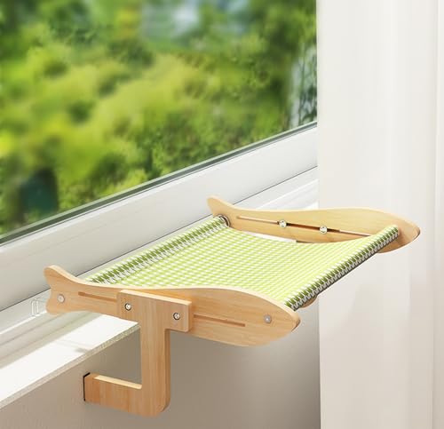 Katzen Hängematte für Fenster, Verstellbar und Stabil, Atmungsaktives Baumwoll-Leinen-Material, Extra Breite Liegefläche, Sicheres Rundbogen-Design für Katzen Aller Größen von kotkito