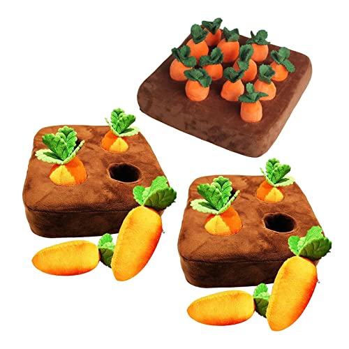 kowaku 3 Sets Haustier-Karotten-Plüschspielzeug, Hunde-Karotten-Kauspielzeug, Haustier-Plüsch-Trainingsspielzeug, interaktives IQ-Training und Unterhaltung, Lernspielzeug, 1 Stück, 12 Karotten, 2 Stück, 4 Karotten von kowaku