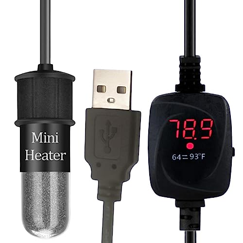 kowaku Aquarium Heizung Tauchthermostat 10W Einstellbarer USB Heizstab für Haustier Trinkwasser Brunnen Reptilien Aquatic Terrarium American Fahrenheit mit Stromausfall von kowaku