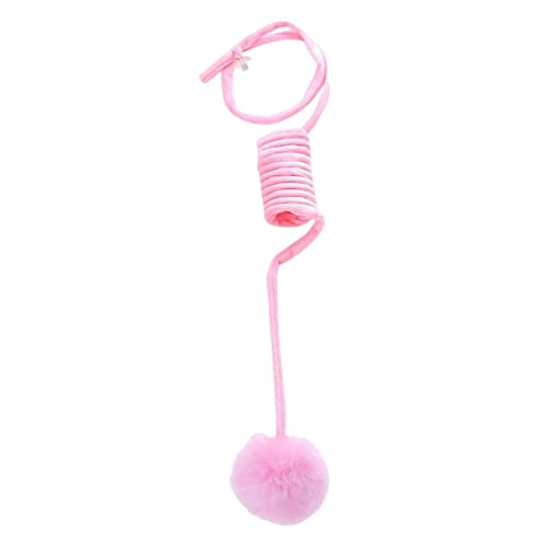 kowaku Cat Kitten Toy, Bouncy Bungee Dangler Retractable Cat Toys Ball Plüsch Amusement Chase Exercis Interaktives Spielzeug Flexibles Katzenspiel, Rosa von kowaku