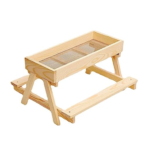 kowaku DIY Hühnertisch-Futterspender-Set aus Holz, Netzboden, vielseitig, leicht zu reinigen und zu befüllen, belüfteter Eichhörnchen-Futterspender für von kowaku