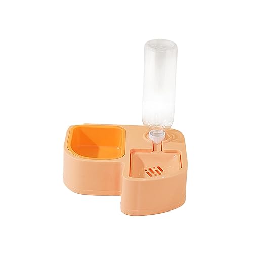 kowaku Doppel Hund Katze Näpfe 2 in 1 Haustier Wasser und Futternapf Set Einfache Reinigung Katzenfutter Schüssel Set für Futter und Wasser Kleintiere Kaninchen, Orange von kowaku