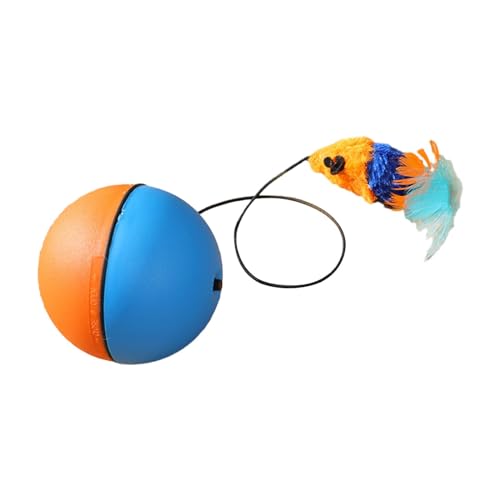 kowaku Elektrischer Katzenball, automatisch, rollender Ball, Spielzeug mit Federmaus, intelligenter interaktiver Ball, Spielzeug, Katzenspielzeug, Mausspielzeug für den Innenbereich, für Katzen, von kowaku