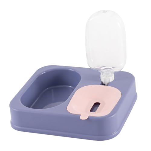 kowaku Futter- und Wasserfutterautomat, Katzenfutter und Wassernapf Set, Katze Schwerkraft Wasser und Futternäpfe für Kleine Mittlere Hunde Katzen, Kaninchen, Violett von kowaku